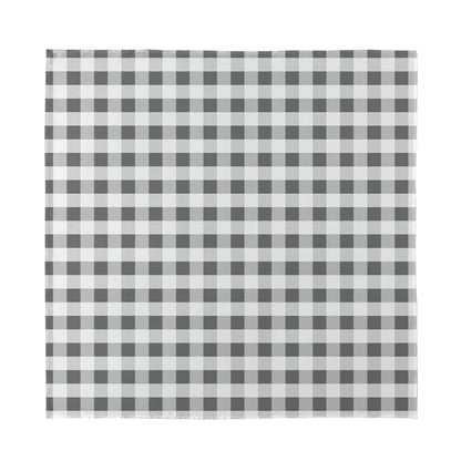 Dark Grey And White Gingham Print Silk Bandana