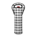 Dark Grey And White Gingham Print Single Neoprene Wine Tote