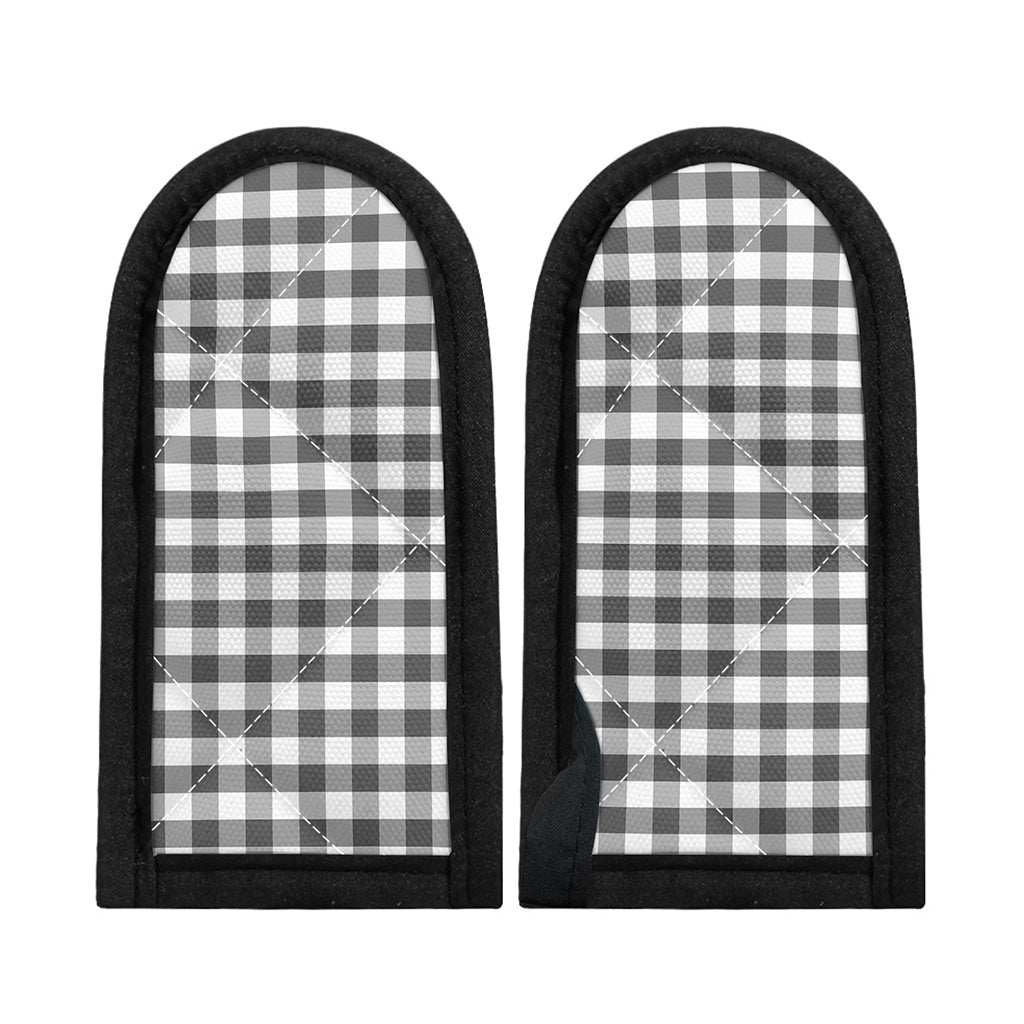 Dark Grey And White Gingham Print Skillet Handle Cover