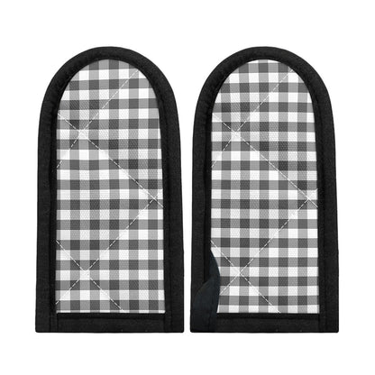 Dark Grey And White Gingham Print Skillet Handle Cover
