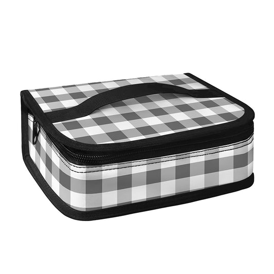 Dark Grey And White Gingham Print Small Lunch Bag