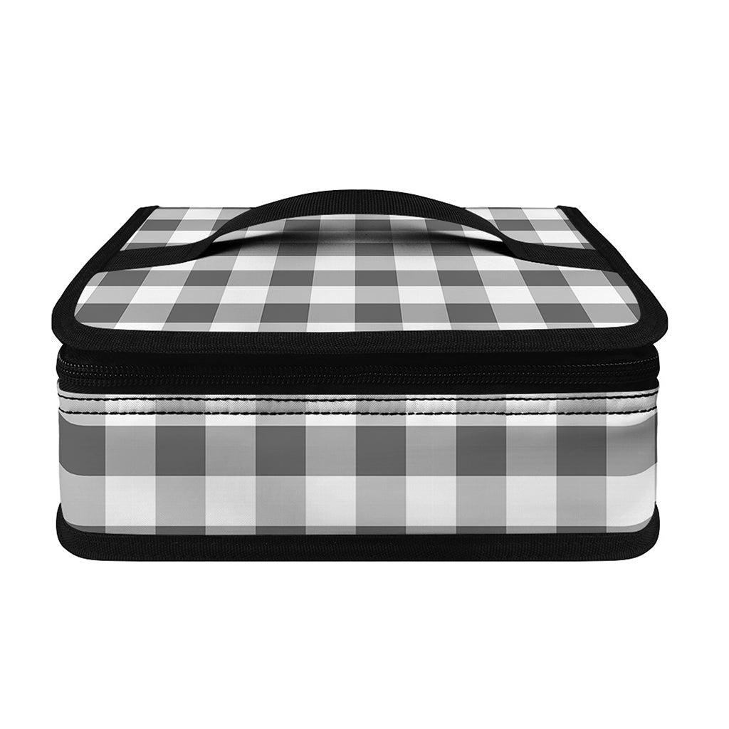 Dark Grey And White Gingham Print Small Lunch Bag