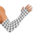 Dark Grey And White Gingham Print Sun Protection Arm Sleeves