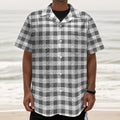 Dark Grey And White Gingham Print Textured Short Sleeve Shirt