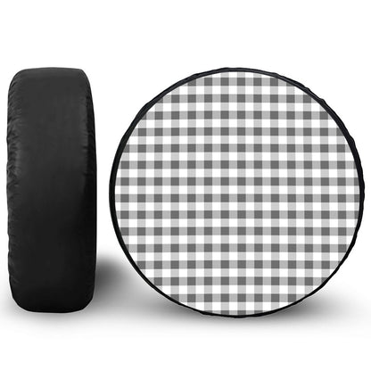 Dark Grey And White Gingham Print Tire Cover