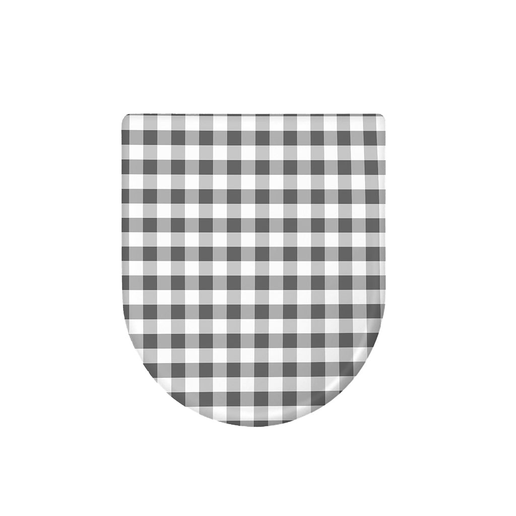 Dark Grey And White Gingham Print Toilet Lid Cover