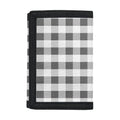 Dark Grey And White Gingham Print Trifold Wallet