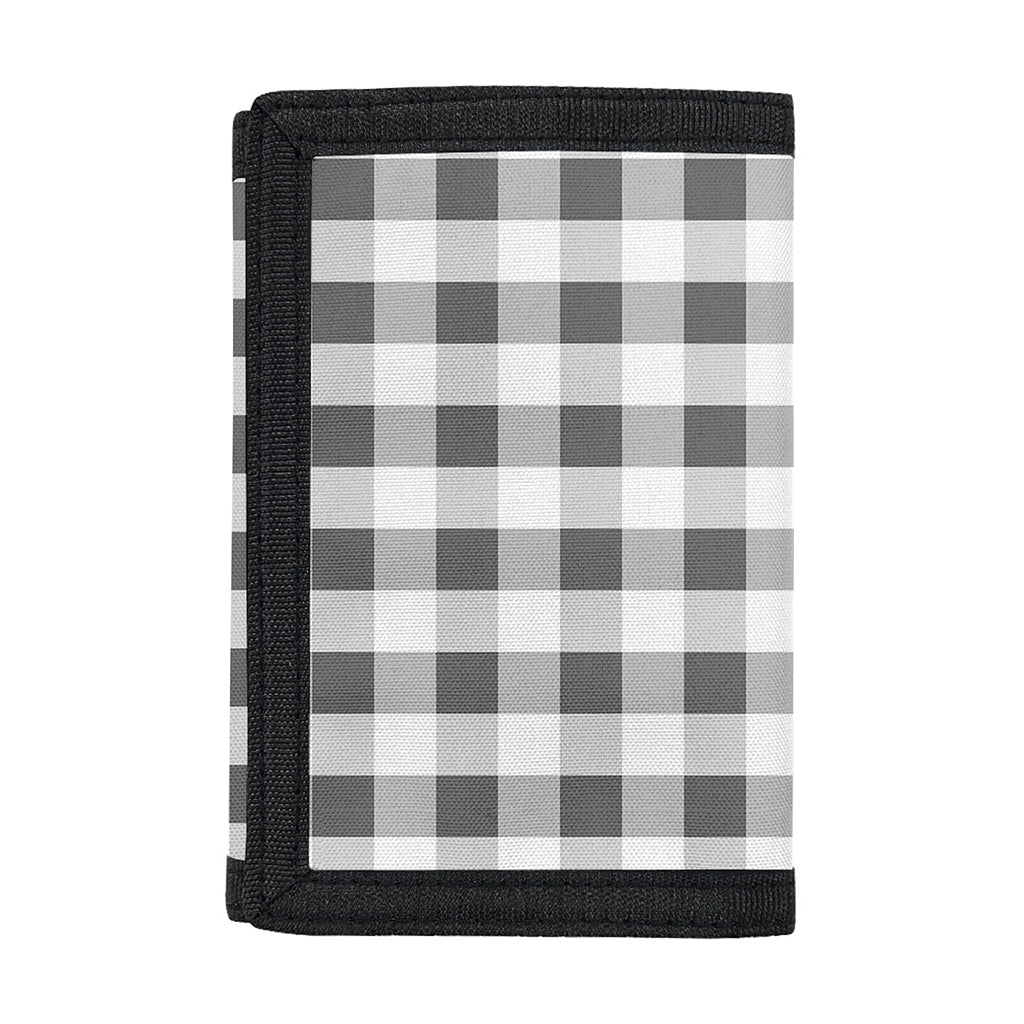 Dark Grey And White Gingham Print Trifold Wallet