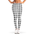 Dark Grey And White Gingham Print Women's Leggings