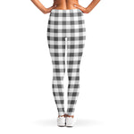 Dark Grey And White Gingham Print Women's Leggings