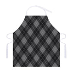 Dark Grey Argyle Pattern Print Adjustable Apron