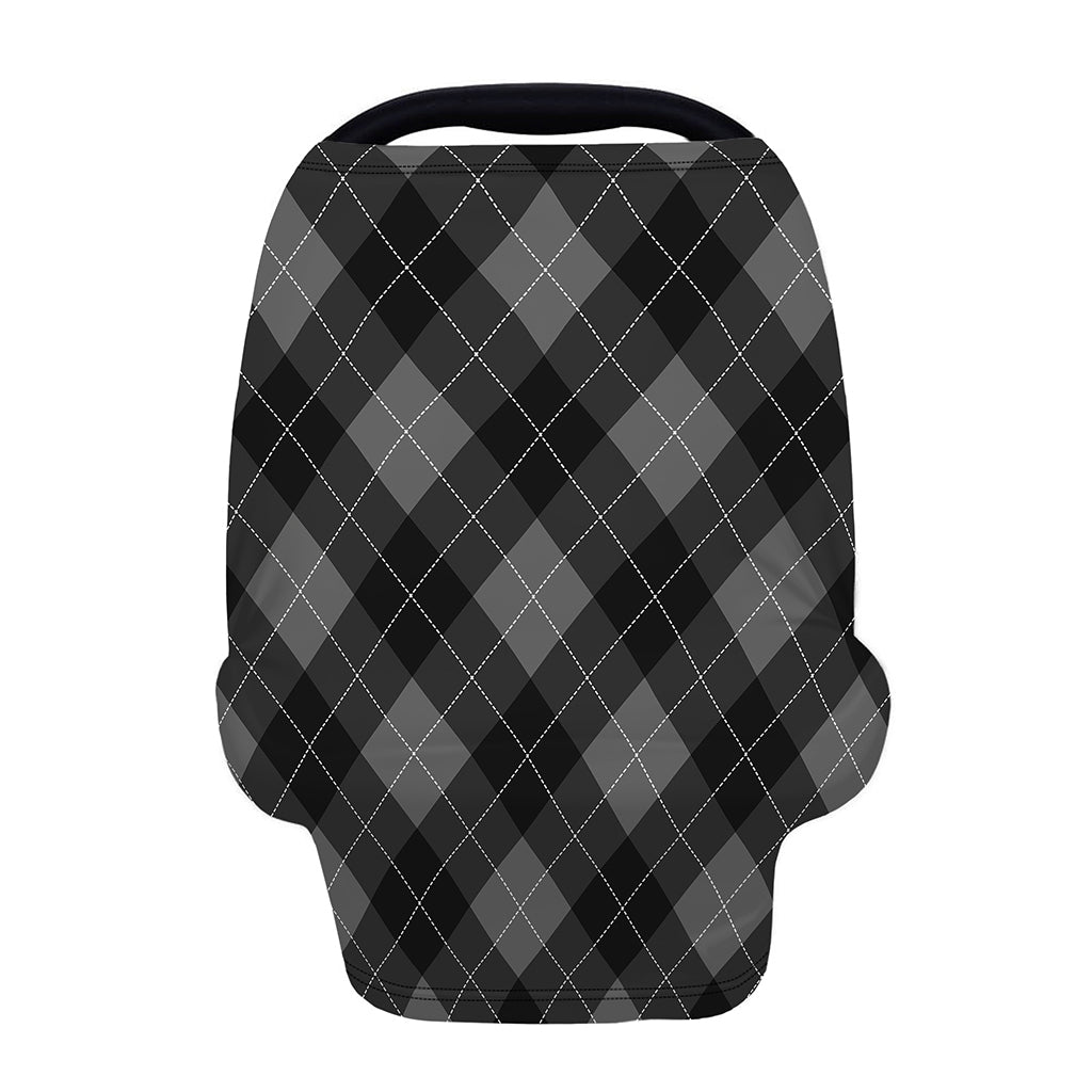Dark Grey Argyle Pattern Print Baby Seat Cover
