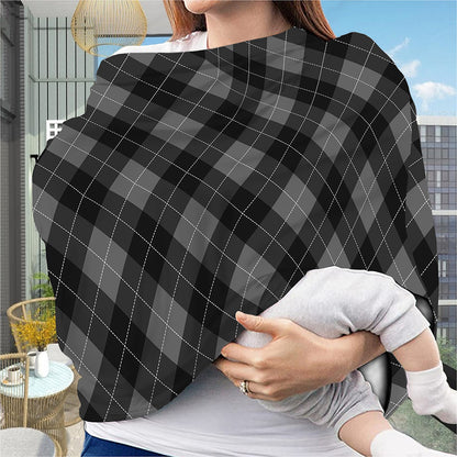 Dark Grey Argyle Pattern Print Baby Seat Cover