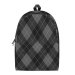 Dark Grey Argyle Pattern Print Backpack
