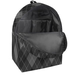 Dark Grey Argyle Pattern Print Backpack
