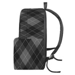 Dark Grey Argyle Pattern Print Backpack