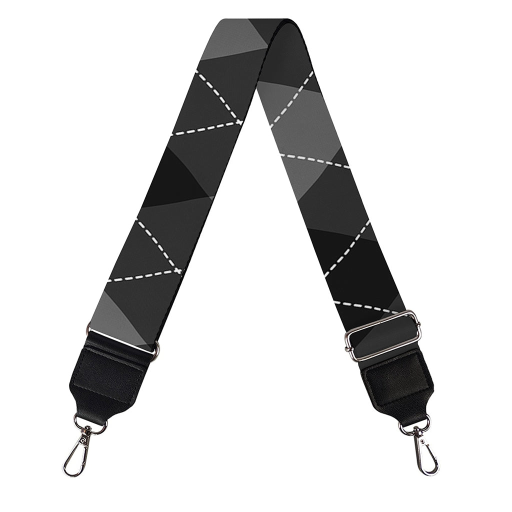 Dark Grey Argyle Pattern Print Bag Strap