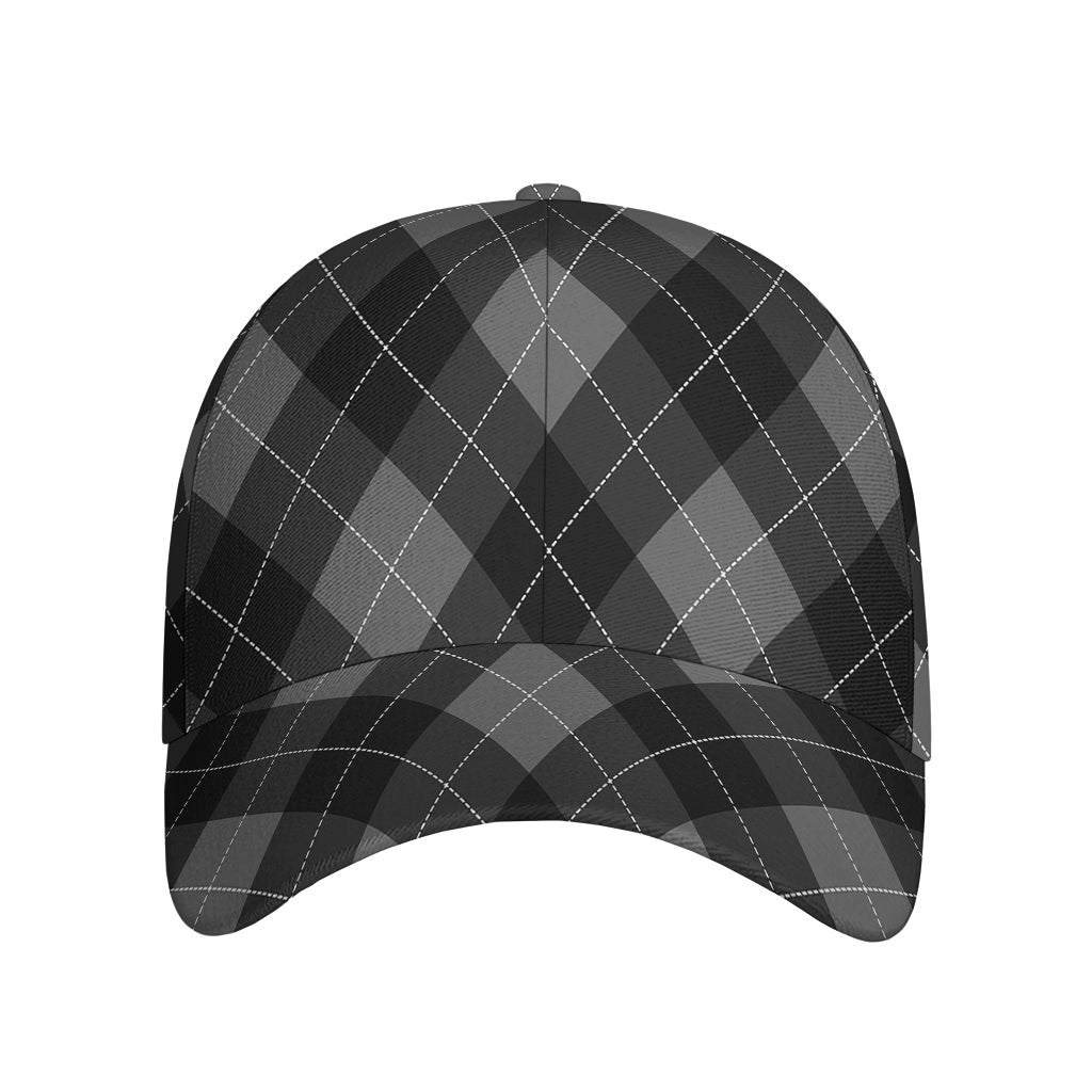 Dark Grey Argyle Pattern Print Baseball Cap