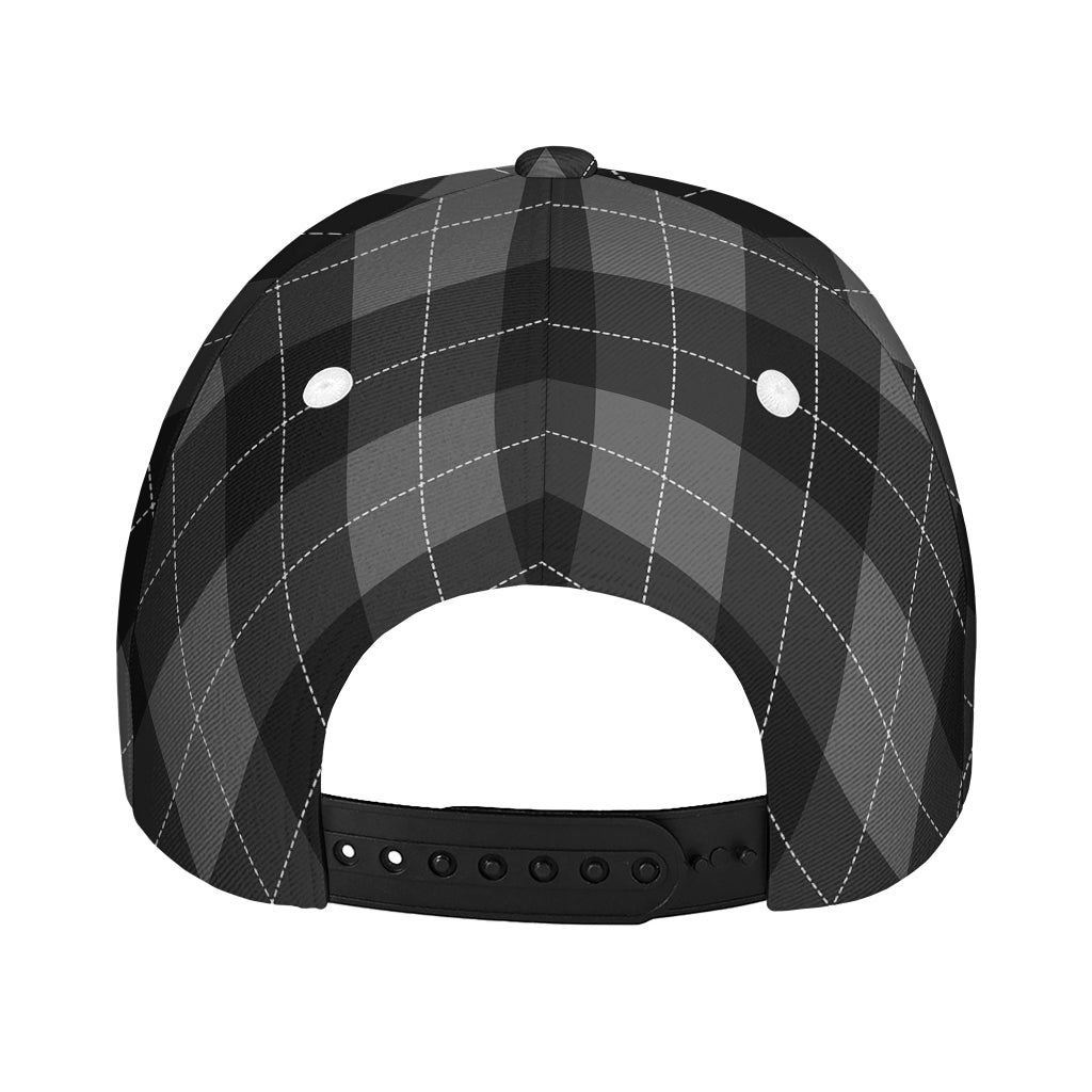 Dark Grey Argyle Pattern Print Baseball Cap