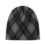 Dark Grey Argyle Pattern Print Beanie