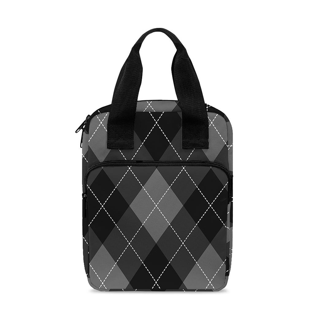 Dark Grey Argyle Pattern Print Bible Tote Bag
