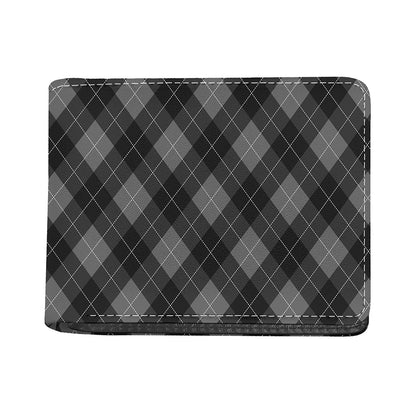Dark Grey Argyle Pattern Print Bifold Wallet