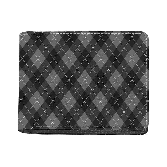 Dark Grey Argyle Pattern Print Bifold Wallet