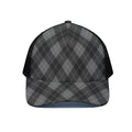 Dark Grey Argyle Pattern Print Black Mesh Trucker Hat
