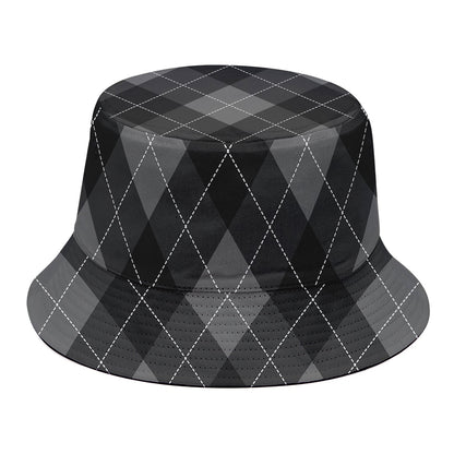 Dark Grey Argyle Pattern Print Bucket Hat