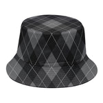 Dark Grey Argyle Pattern Print Bucket Hat