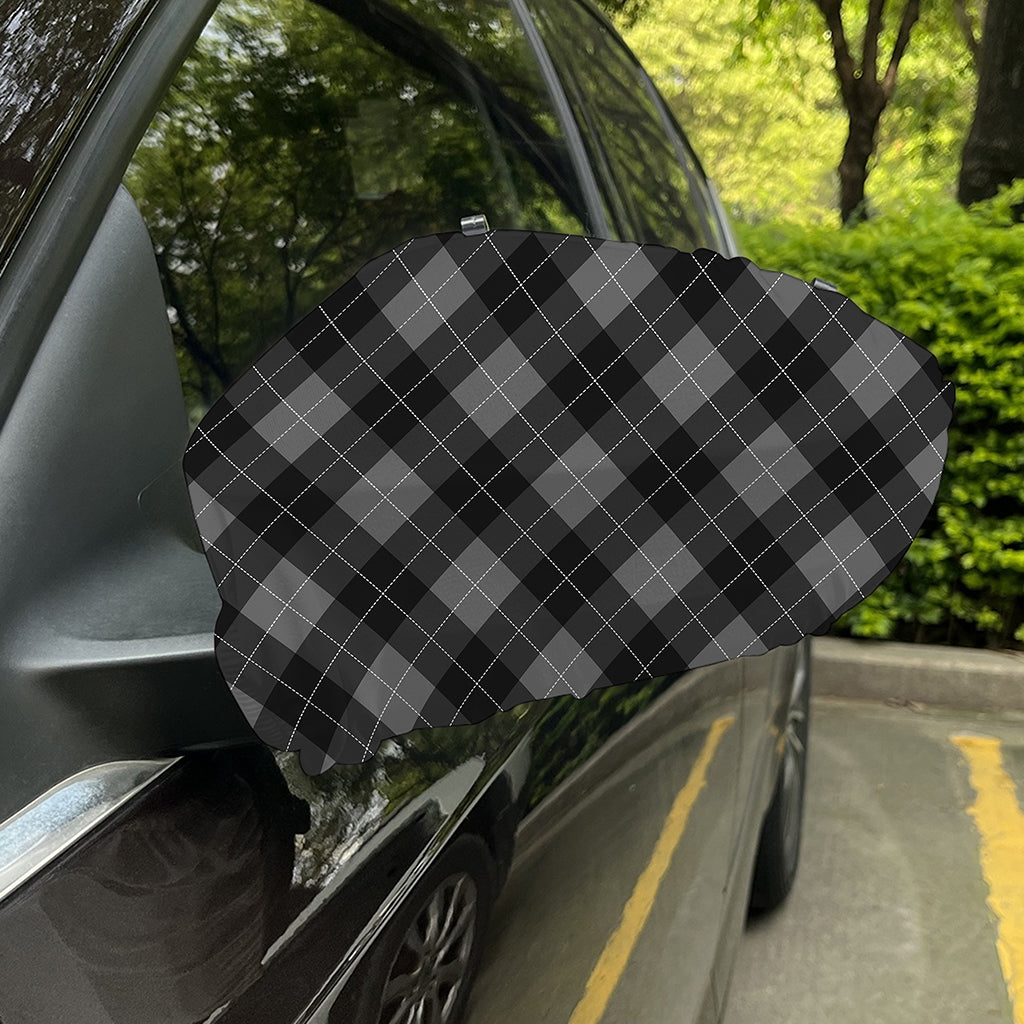 Dark Grey Argyle Pattern Print Car Side Mirror Covers