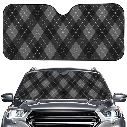 Dark Grey Argyle Pattern Print Car Windshield Sun Shade