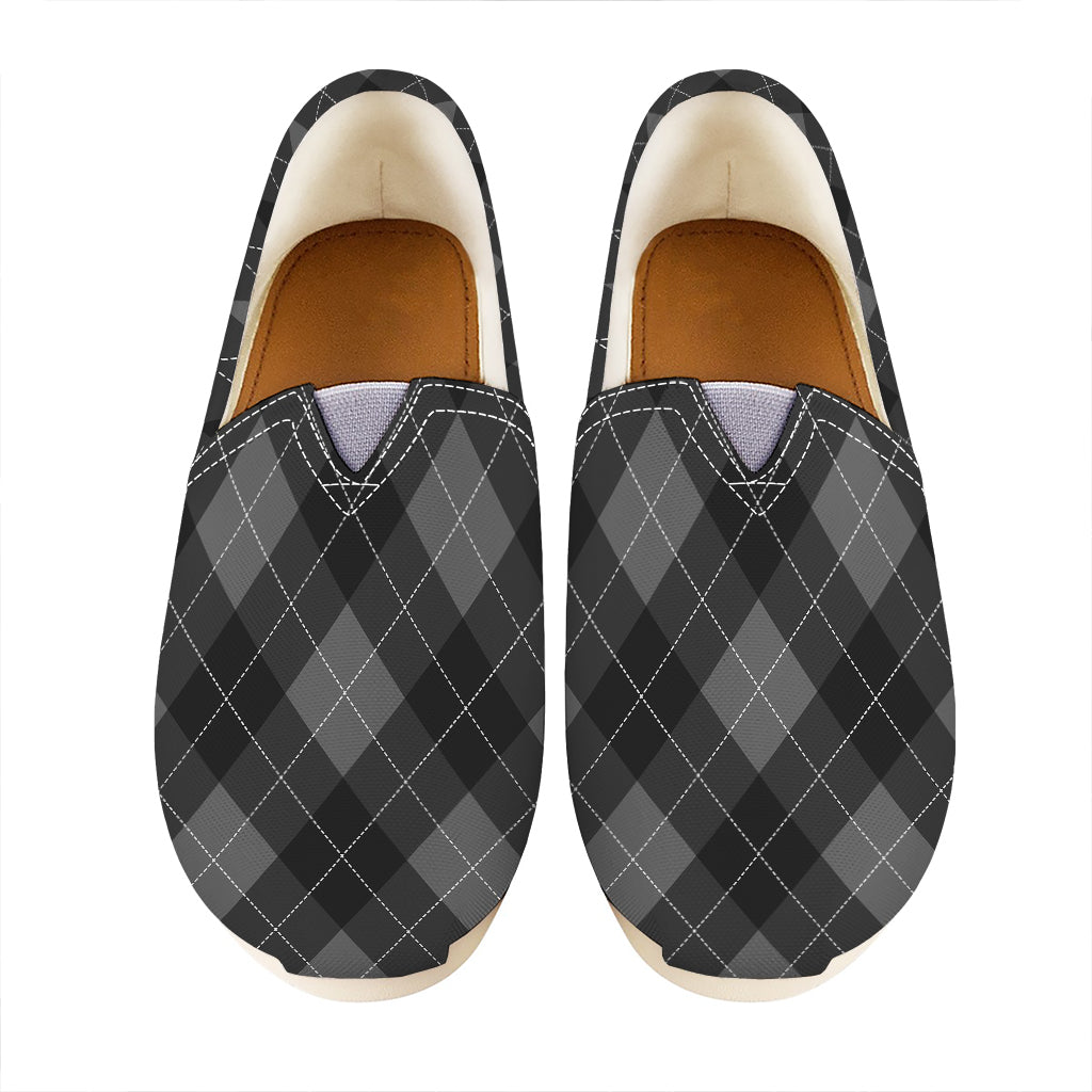 Dark Grey Argyle Pattern Print Casual Shoes