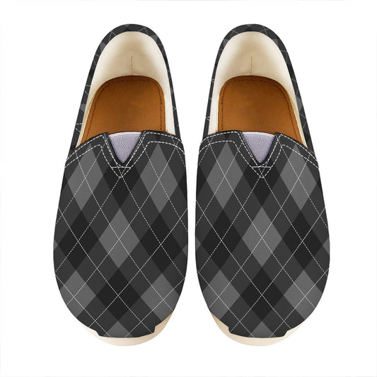Dark Grey Argyle Pattern Print Casual Shoes