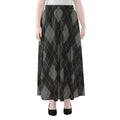 Dark Grey Argyle Pattern Print Chiffon Maxi Skirt