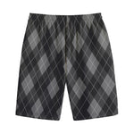 Dark Grey Argyle Pattern Print Cotton Shorts