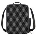 Dark Grey Argyle Pattern Print Crossbody Lunch Bag