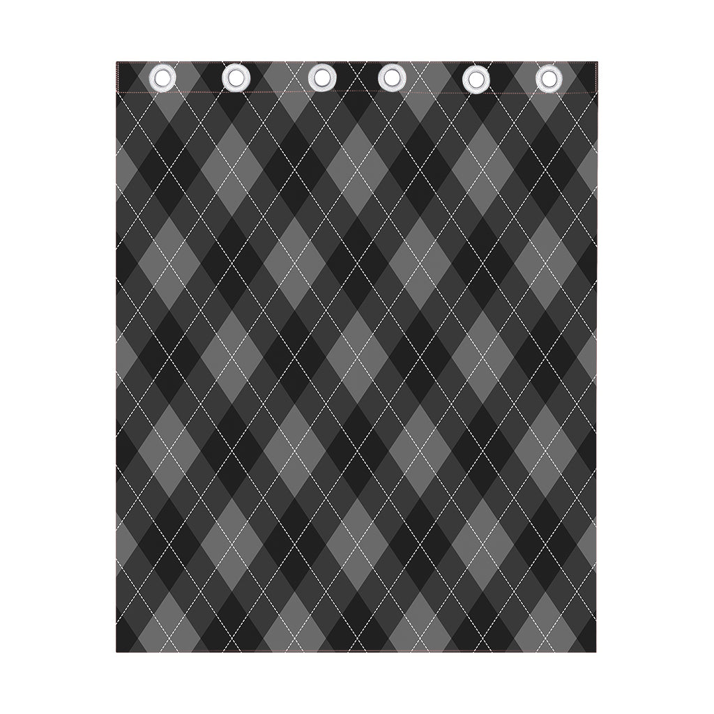 Dark Grey Argyle Pattern Print Curtain