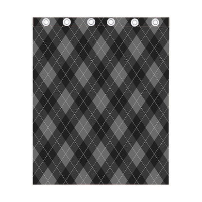 Dark Grey Argyle Pattern Print Curtain