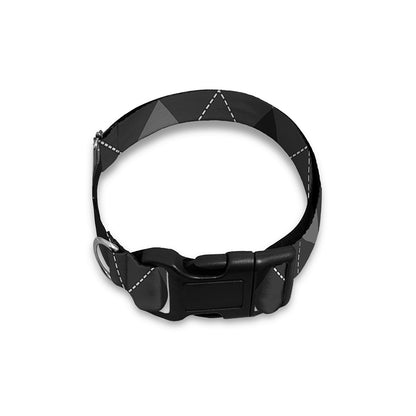 Dark Grey Argyle Pattern Print Dog Collar