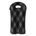 Dark Grey Argyle Pattern Print Double Neoprene Wine Tote