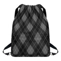 Dark Grey Argyle Pattern Print Drawstring Backpack