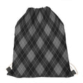 Dark Grey Argyle Pattern Print Drawstring Bag