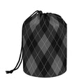 Dark Grey Argyle Pattern Print Drawstring Makeup Bag