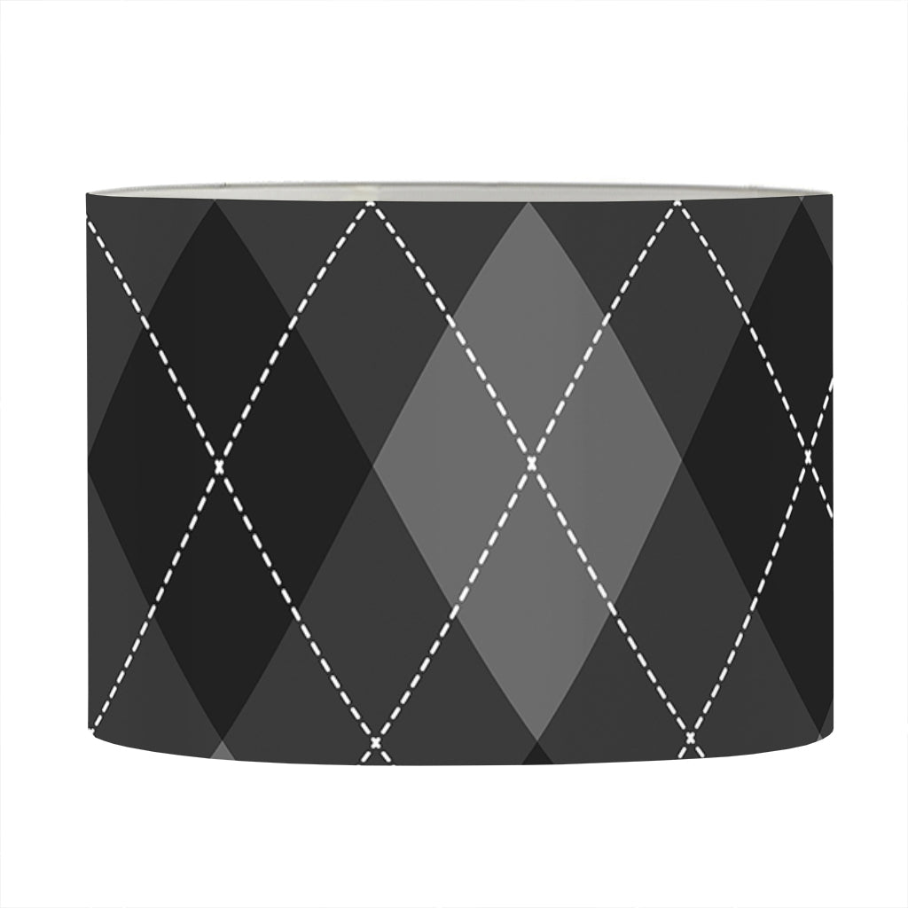 Dark Grey Argyle Pattern Print Drum Lamp Shade