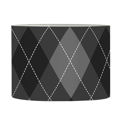 Dark Grey Argyle Pattern Print Drum Lamp Shade