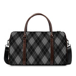 Dark Grey Argyle Pattern Print Duffle Bag