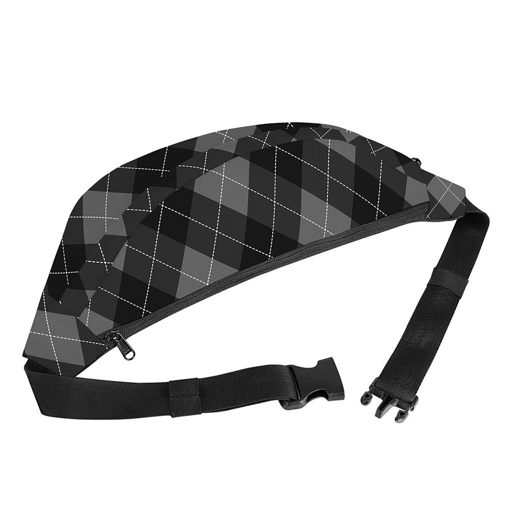 Dark Grey Argyle Pattern Print Fanny Pack