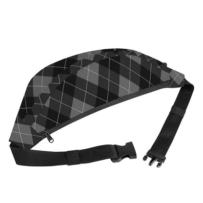 Dark Grey Argyle Pattern Print Fanny Pack
