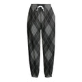 Dark Grey Argyle Pattern Print Fleece Lined Knit Pants